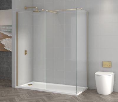 TAILORED T18 800mm BRUSHED BRASS WETROOM PANEL, 7031 TAILORED T18 800mm BRUSHED BRASS WETROOM PANEL, 7031